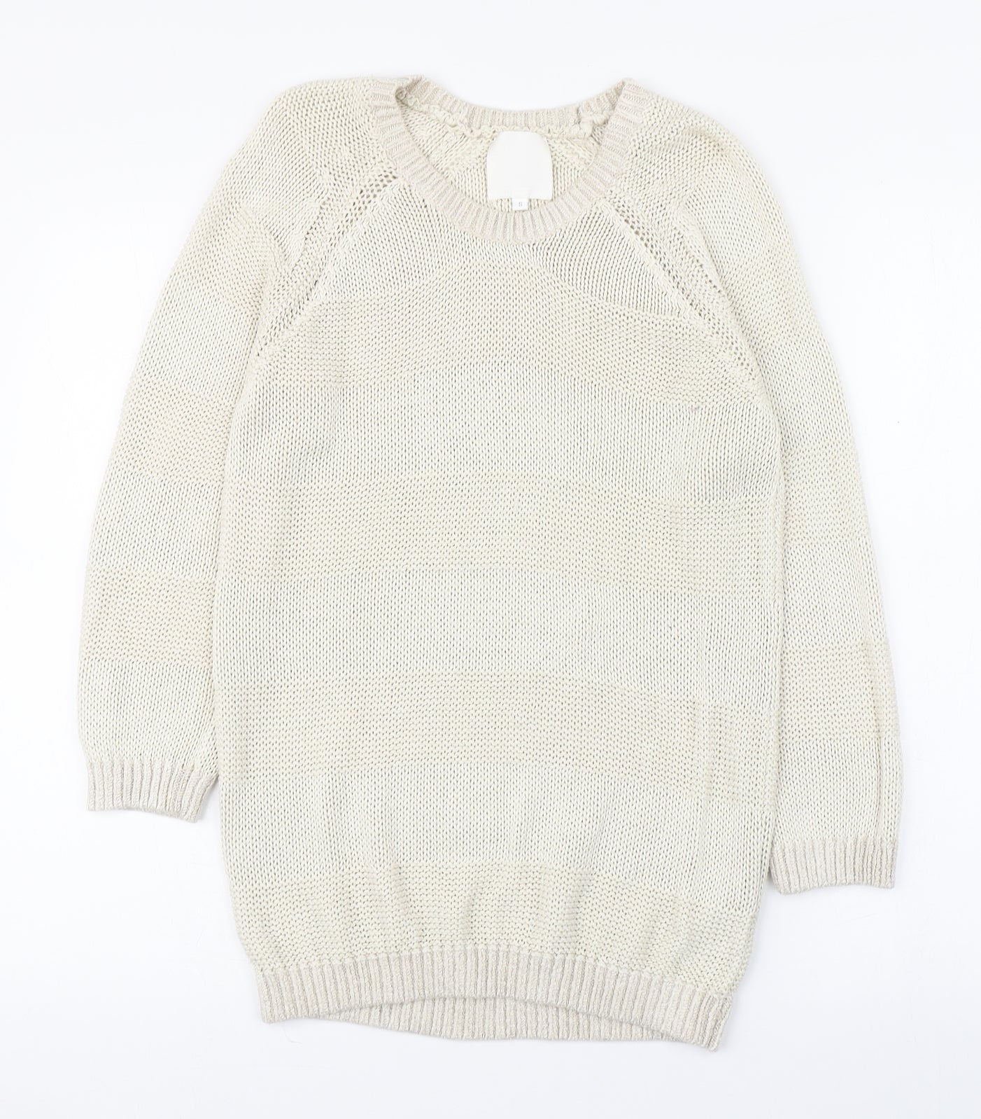 In Wear Womens Ivory Round Neck  Cotton Pullover Jumper Size S