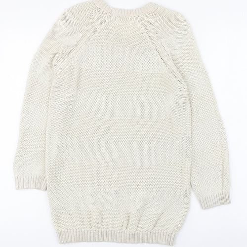 In Wear Womens Ivory Round Neck  Cotton Pullover Jumper Size S