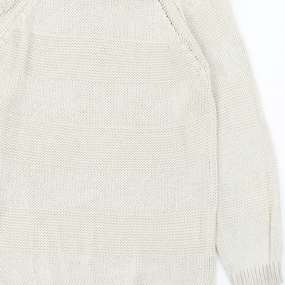 In Wear Womens Ivory Round Neck  Cotton Pullover Jumper Size S