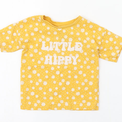 Matalan Baby Yellow Geometric 100% Cotton Basic T-Shirt Size 9-12 Months Round Neck Pullover - Little Hippy