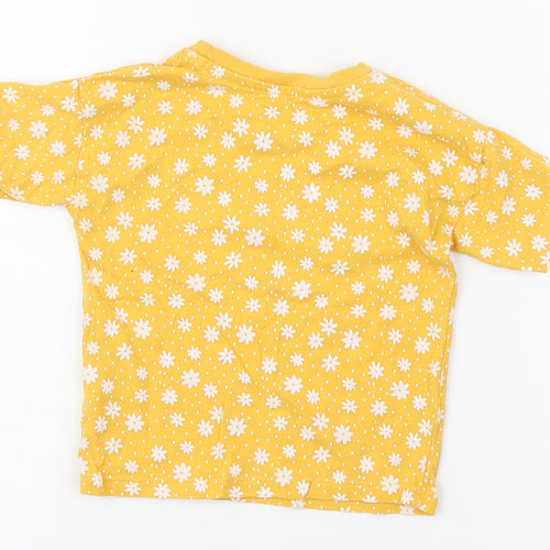 Matalan Baby Yellow Geometric 100% Cotton Basic T-Shirt Size 9-12 Months Round Neck Pullover - Little Hippy