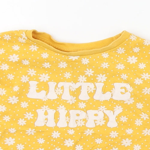 Matalan Baby Yellow Geometric 100% Cotton Basic T-Shirt Size 9-12 Months Round Neck Pullover - Little Hippy