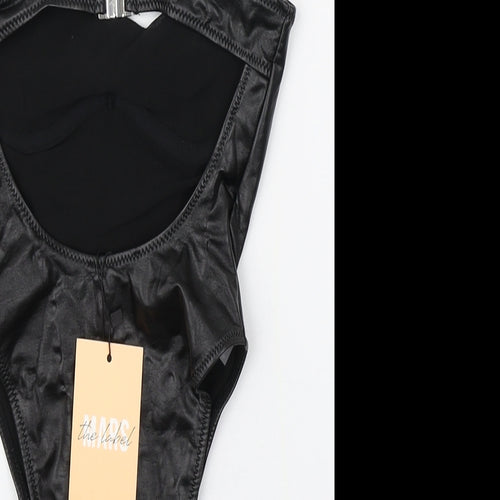 MARS THE LABEL Womens Black  Polyurethane Bodysuit One-Piece Size 6  Pullover - Faux leather