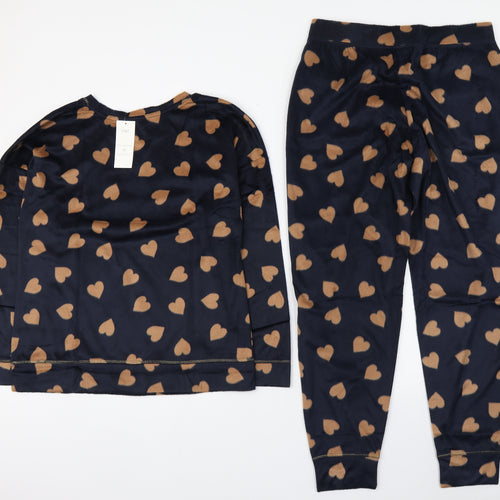 Marks and Spencer Womens Blue Geometric Polyester Top Pyjama Set Size M   - Heart