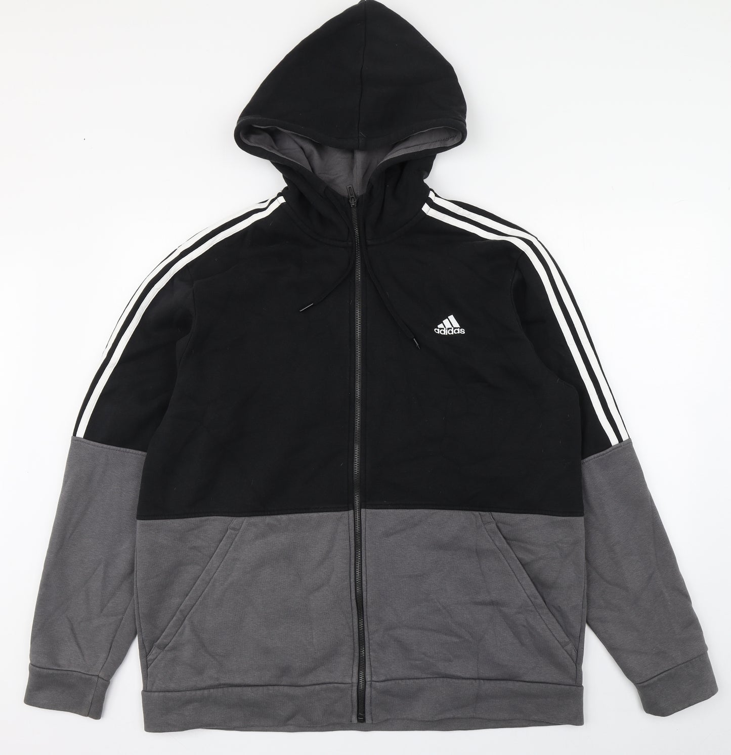 adidas Mens Black  Cotton Full Zip Hoodie Size XL