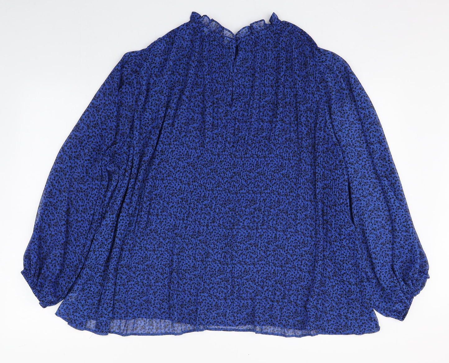 George Womens Blue Floral Polyester Basic Blouse Size 20 High Neck