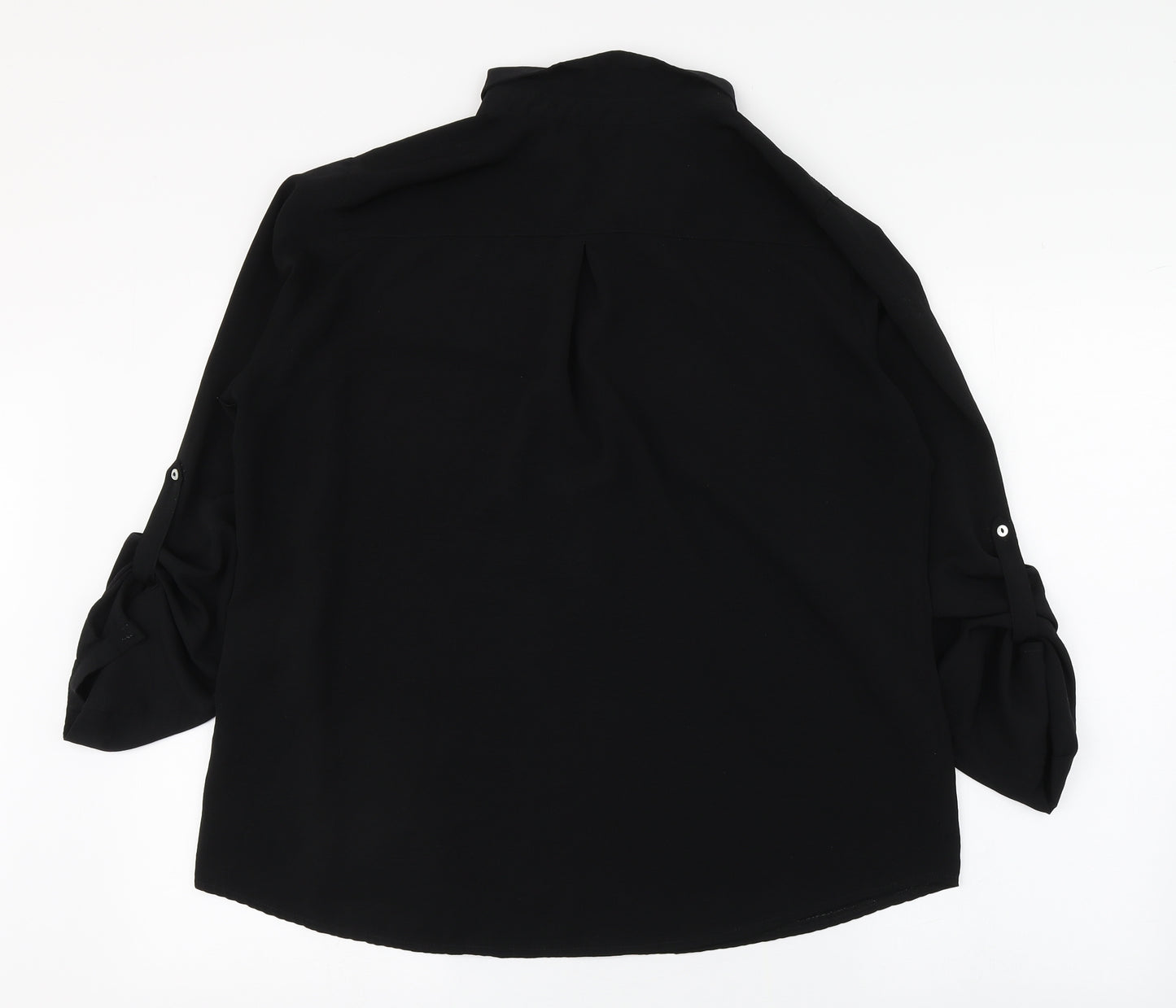 Privilege Womens Black  Polyester Basic Button-Up Size 8 Collared