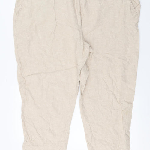 Dunnes Stores Womens Beige  Linen Capri Trousers Size XL L23 in Regular
