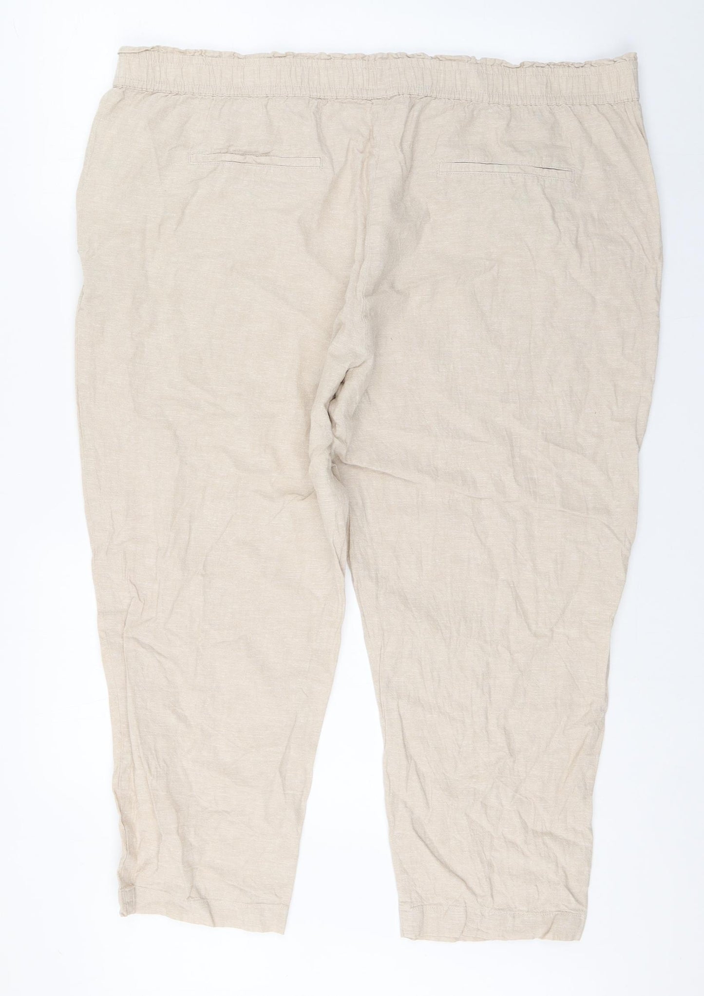Dunnes Stores Womens Beige  Linen Capri Trousers Size XL L23 in Regular