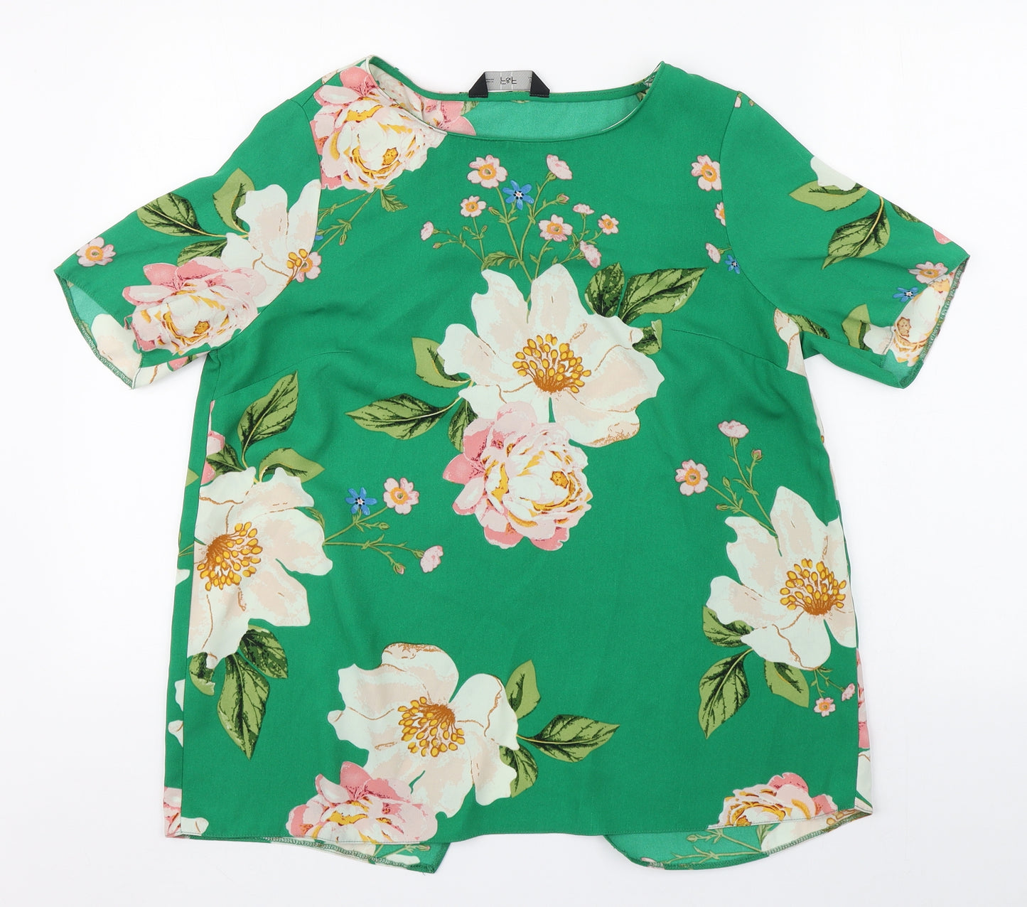 F&F Womens Multicoloured Floral Polyester Basic Blouse Size 12 Roll Neck