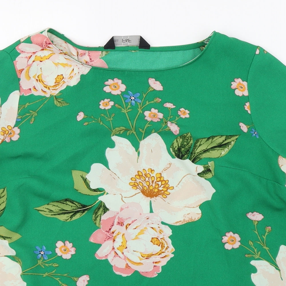 F&F Womens Multicoloured Floral Polyester Basic Blouse Size 12 Roll Neck