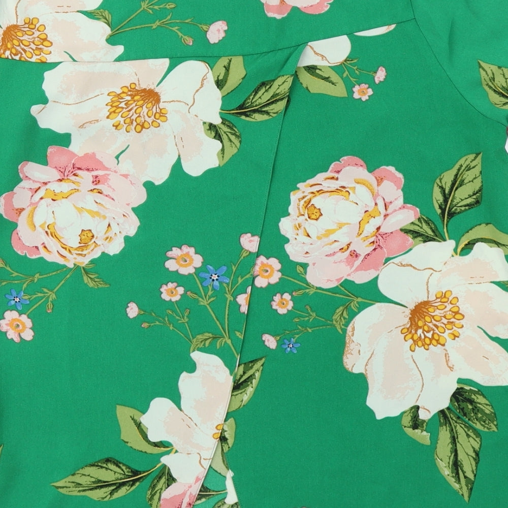 F&F Womens Multicoloured Floral Polyester Basic Blouse Size 12 Roll Neck