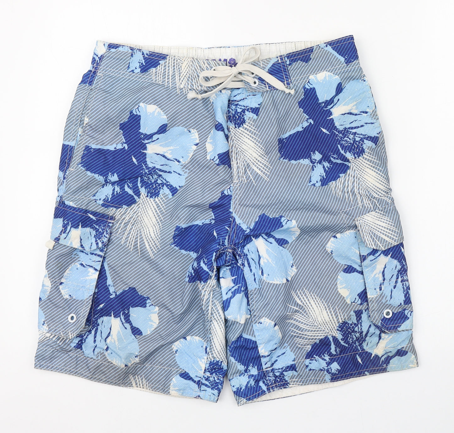 Cedar Wood State Mens Blue Floral Polyester Cargo Shorts Size M L10 in Regular