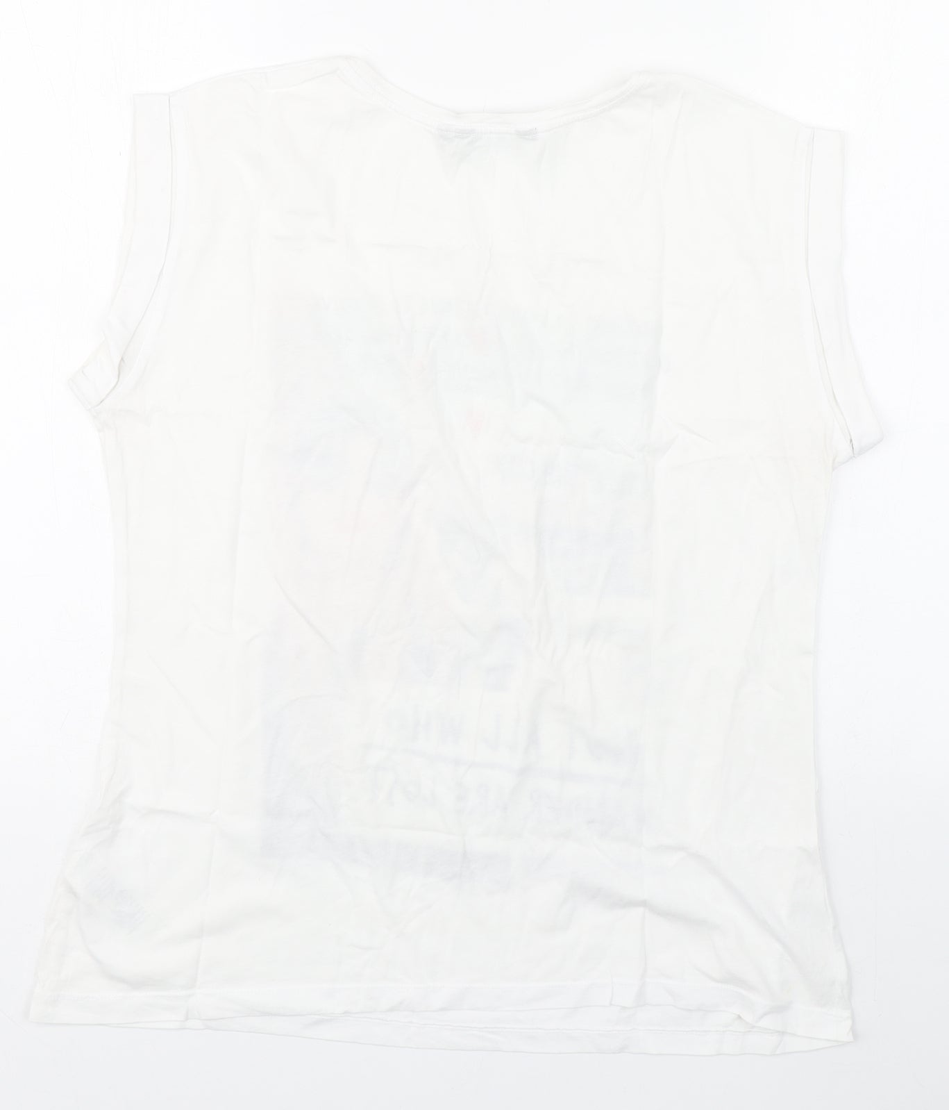 New Look Womens White  Cotton Basic T-Shirt Size 14 Round Neck