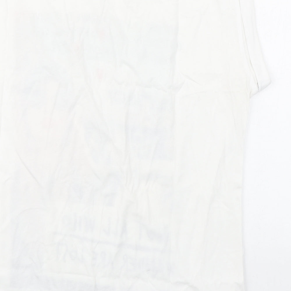 New Look Womens White  Cotton Basic T-Shirt Size 14 Round Neck