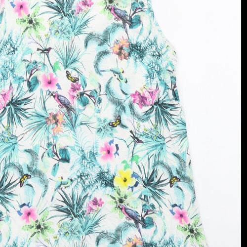 Warehouse Womens Multicoloured Floral Viscose Basic Tank Size 10 Scoop Neck