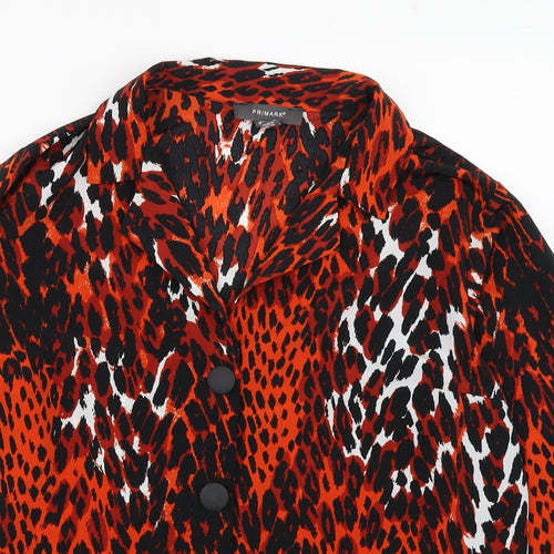 Primark Womens Multicoloured Animal Print Polyester Basic Blouse Size 14 Collared