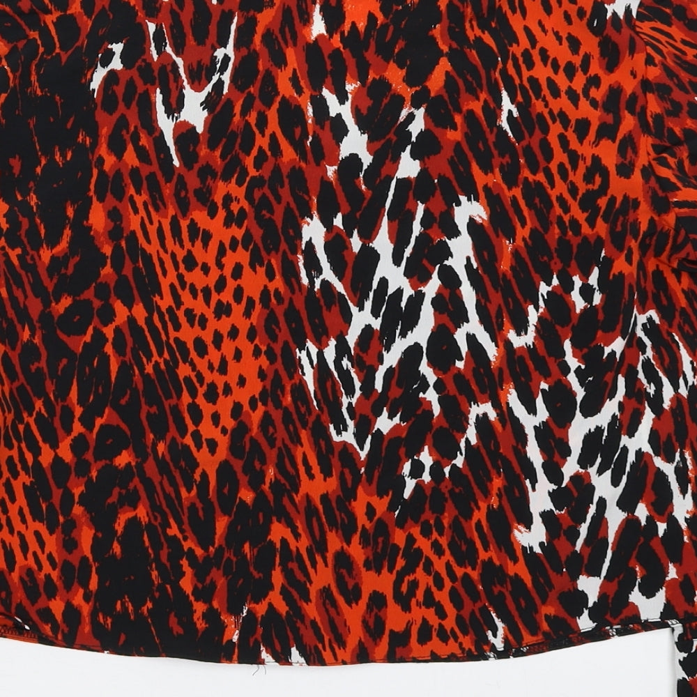 Primark Womens Multicoloured Animal Print Polyester Basic Blouse Size 14 Collared