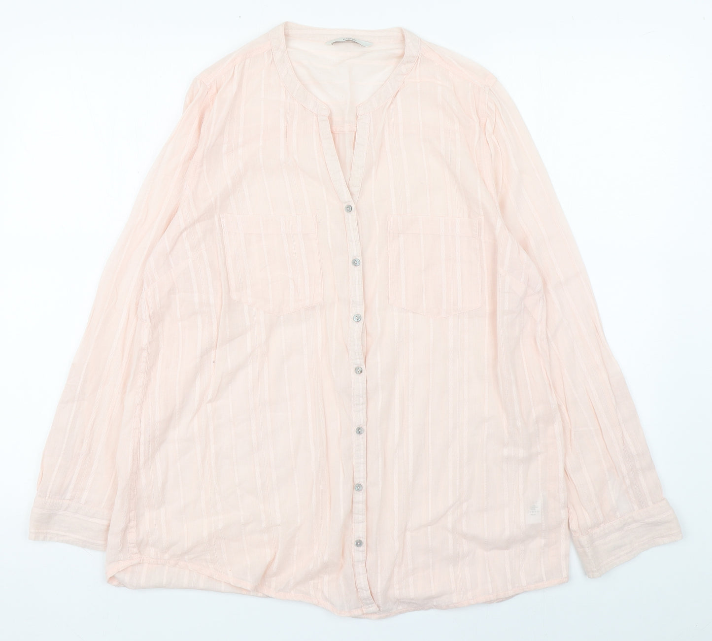 George Womens Pink Striped Cotton Basic Button-Up Size 14 Collared