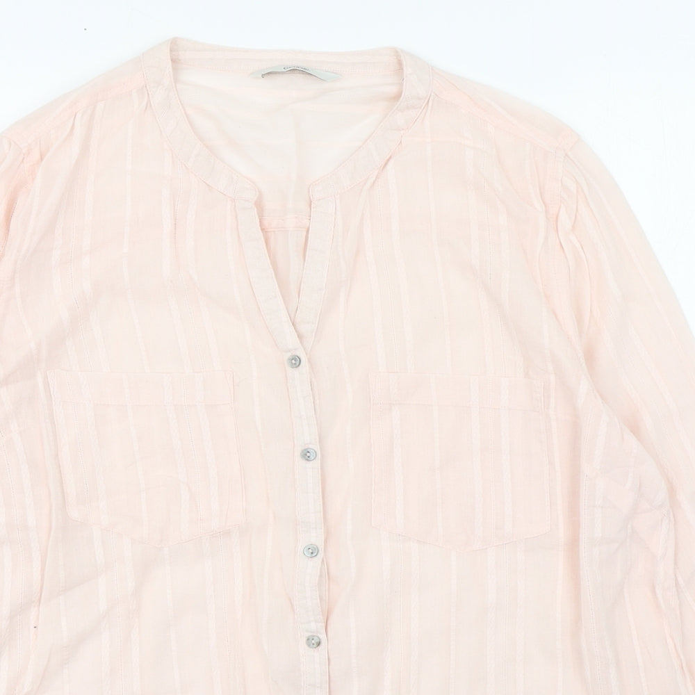 George Womens Pink Striped Cotton Basic Button-Up Size 14 Collared
