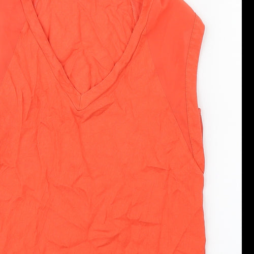 Warehouse Womens Orange  Viscose Basic Tank Size 10 Round Neck