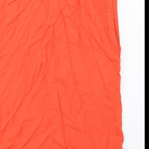 Warehouse Womens Orange  Viscose Basic Tank Size 10 Round Neck