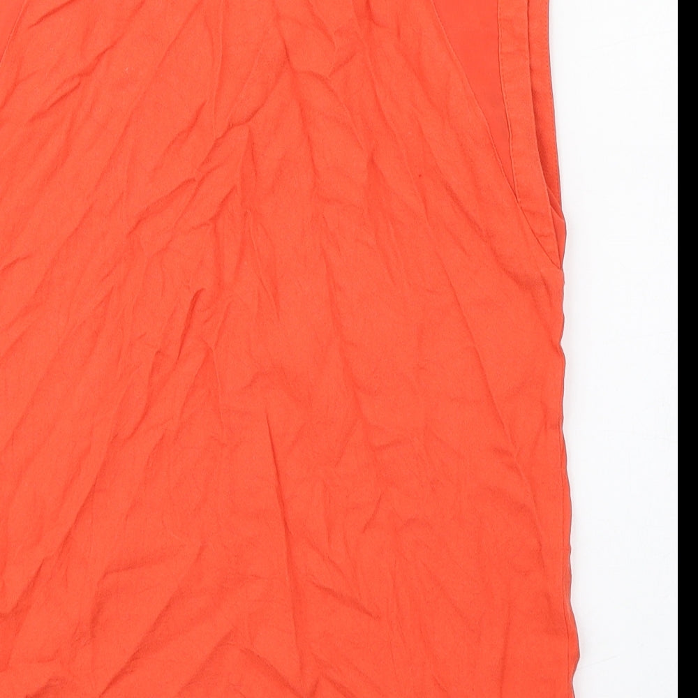 Warehouse Womens Orange  Viscose Basic Tank Size 10 Round Neck