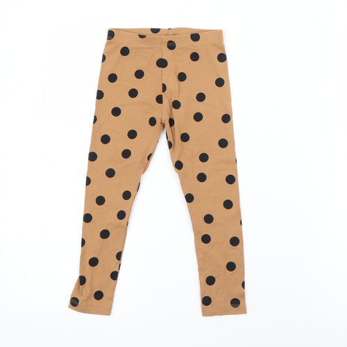 Dunnes Stores Girls Brown Polka Dot Cotton Pedal Pusher Trousers Size 3-4 Years  Regular