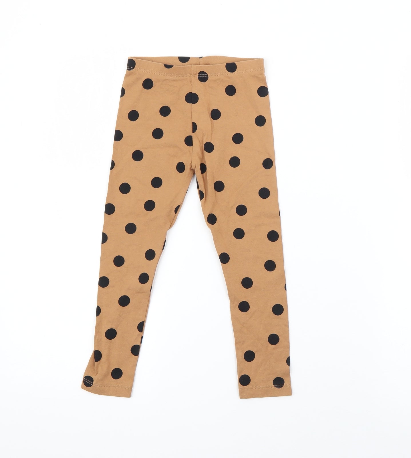 Dunnes Stores Girls Brown Polka Dot Cotton Pedal Pusher Trousers Size 3-4 Years  Regular