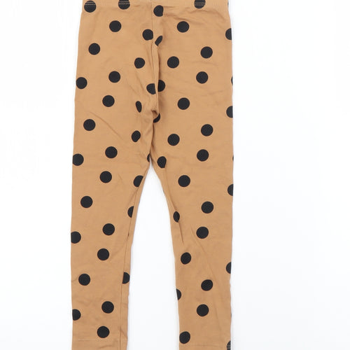 Dunnes Stores Girls Brown Polka Dot Cotton Pedal Pusher Trousers Size 3-4 Years  Regular