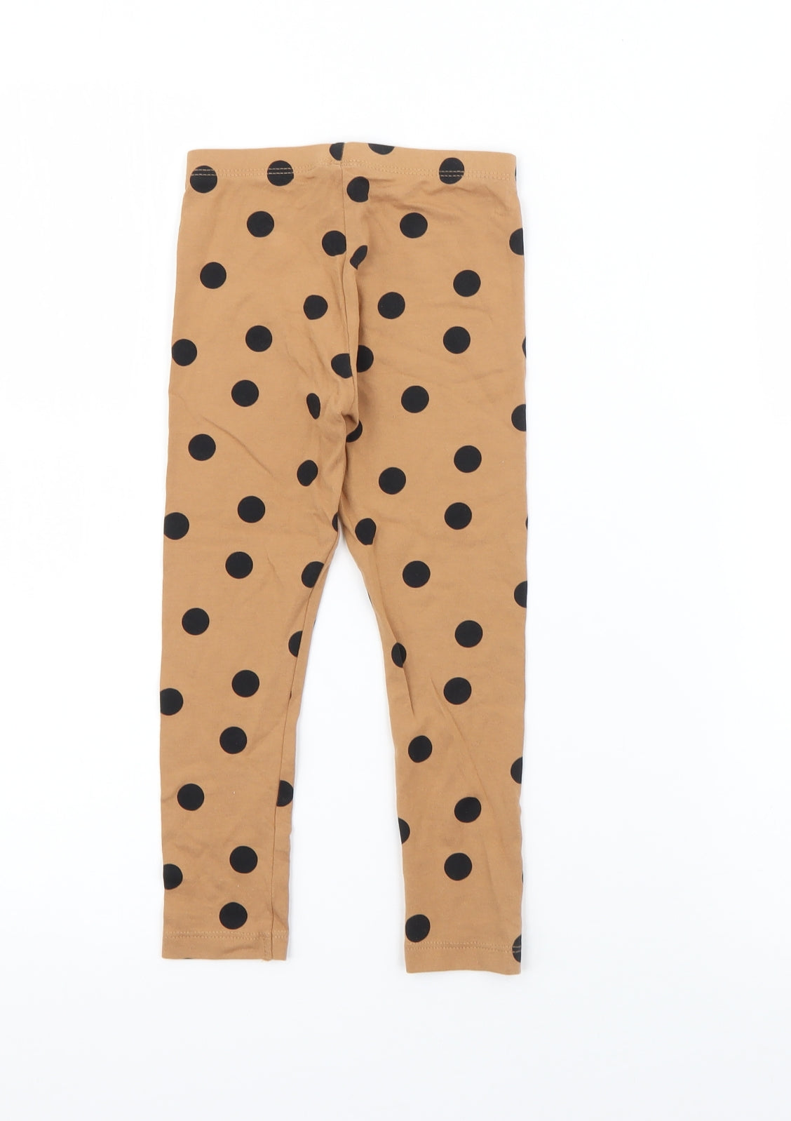 Dunnes Stores Girls Brown Polka Dot Cotton Pedal Pusher Trousers Size 3-4 Years  Regular