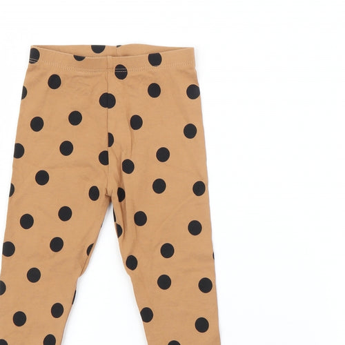 Dunnes Stores Girls Brown Polka Dot Cotton Pedal Pusher Trousers Size 3-4 Years  Regular