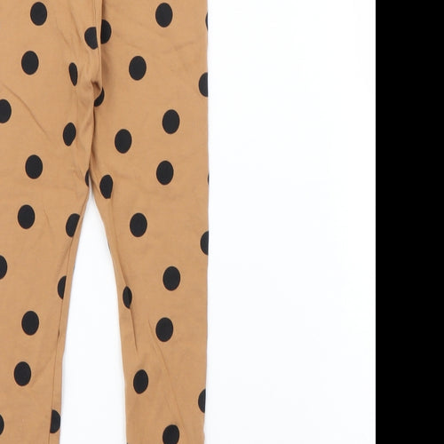 Dunnes Stores Girls Brown Polka Dot Cotton Pedal Pusher Trousers Size 3-4 Years  Regular