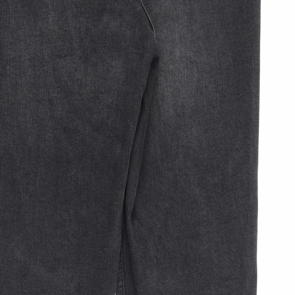NEXT Womens Black  Cotton Straight Jeans Size 14 L29 in Regular Button