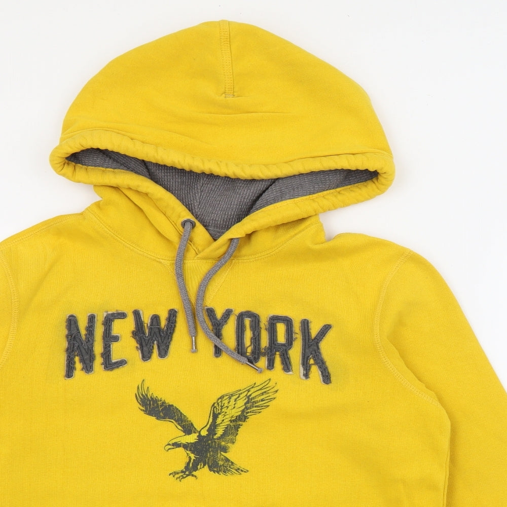 American Eagle Outfitters Mens Yellow  Cotton Pullover Hoodie Size XS