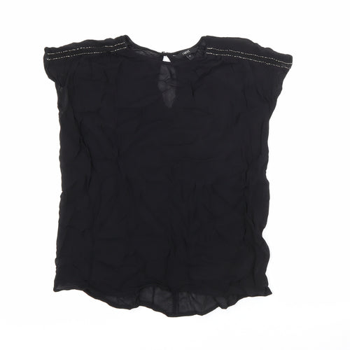NEXT Womens Black  Viscose Basic Blouse Size 12 Round Neck