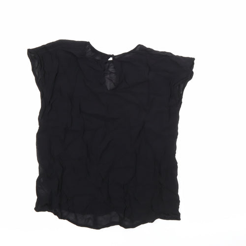 NEXT Womens Black  Viscose Basic Blouse Size 12 Round Neck