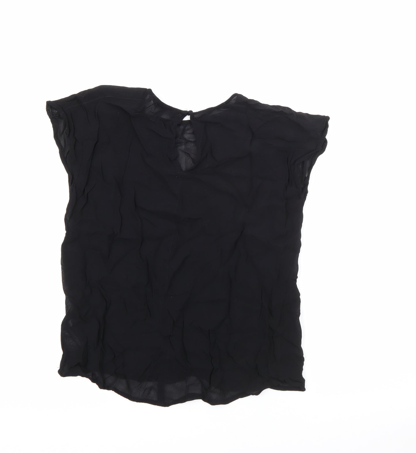 NEXT Womens Black  Viscose Basic Blouse Size 12 Round Neck