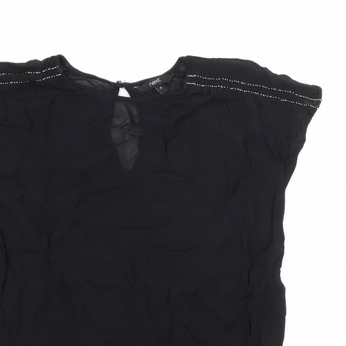 NEXT Womens Black  Viscose Basic Blouse Size 12 Round Neck
