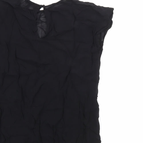 NEXT Womens Black  Viscose Basic Blouse Size 12 Round Neck