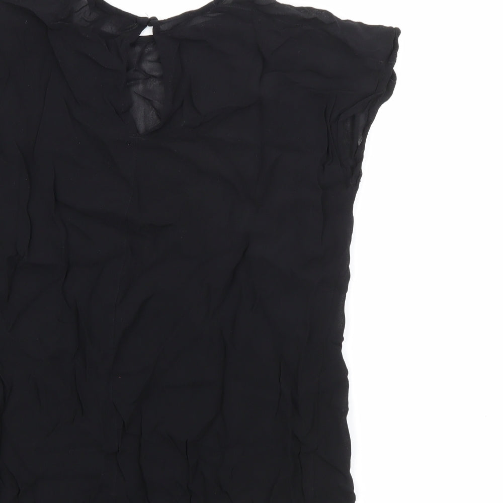 NEXT Womens Black  Viscose Basic Blouse Size 12 Round Neck
