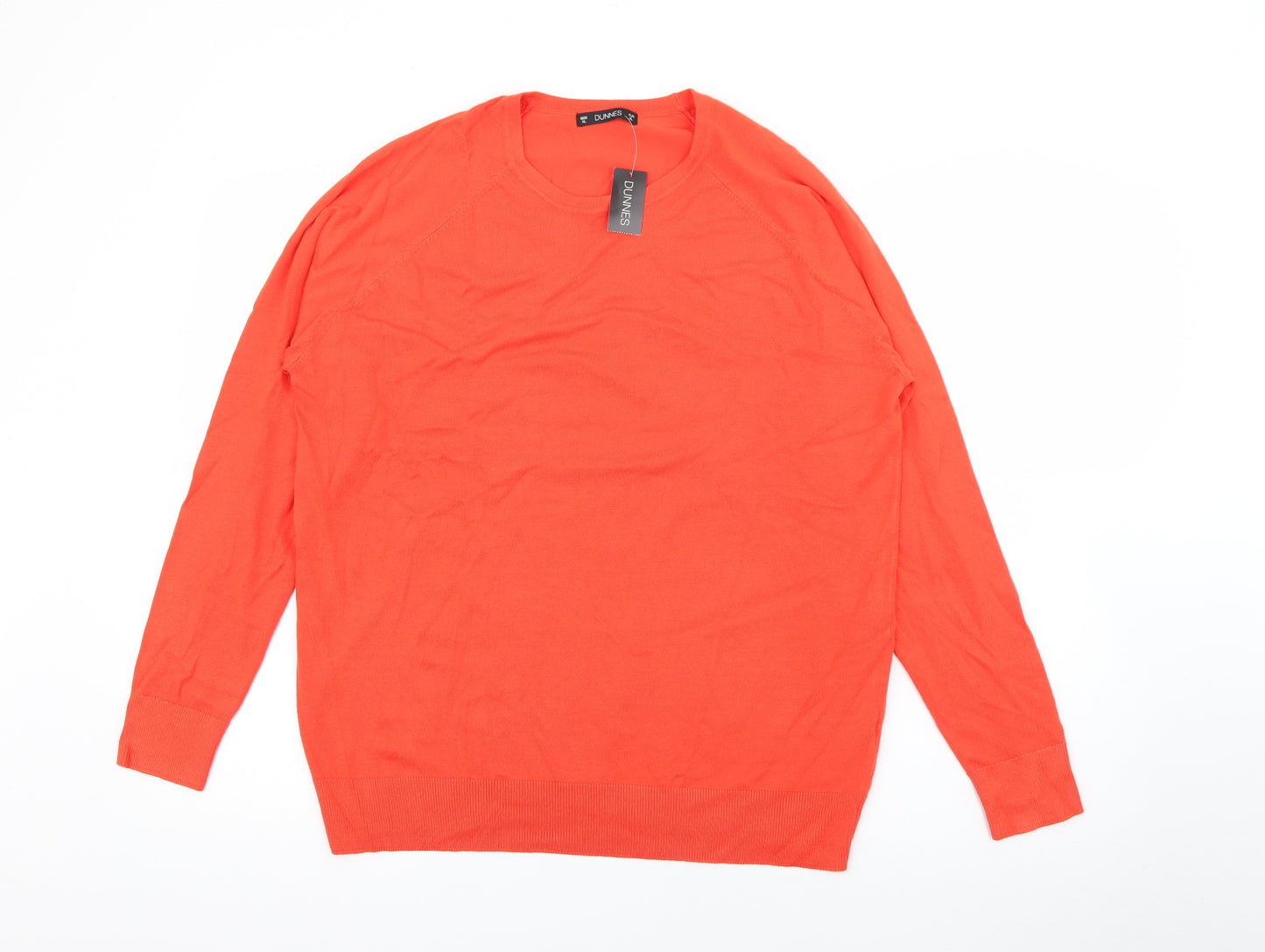 Dunnes Stores Womens Orange Crew Neck  Viscose Pullover Jumper Size XL