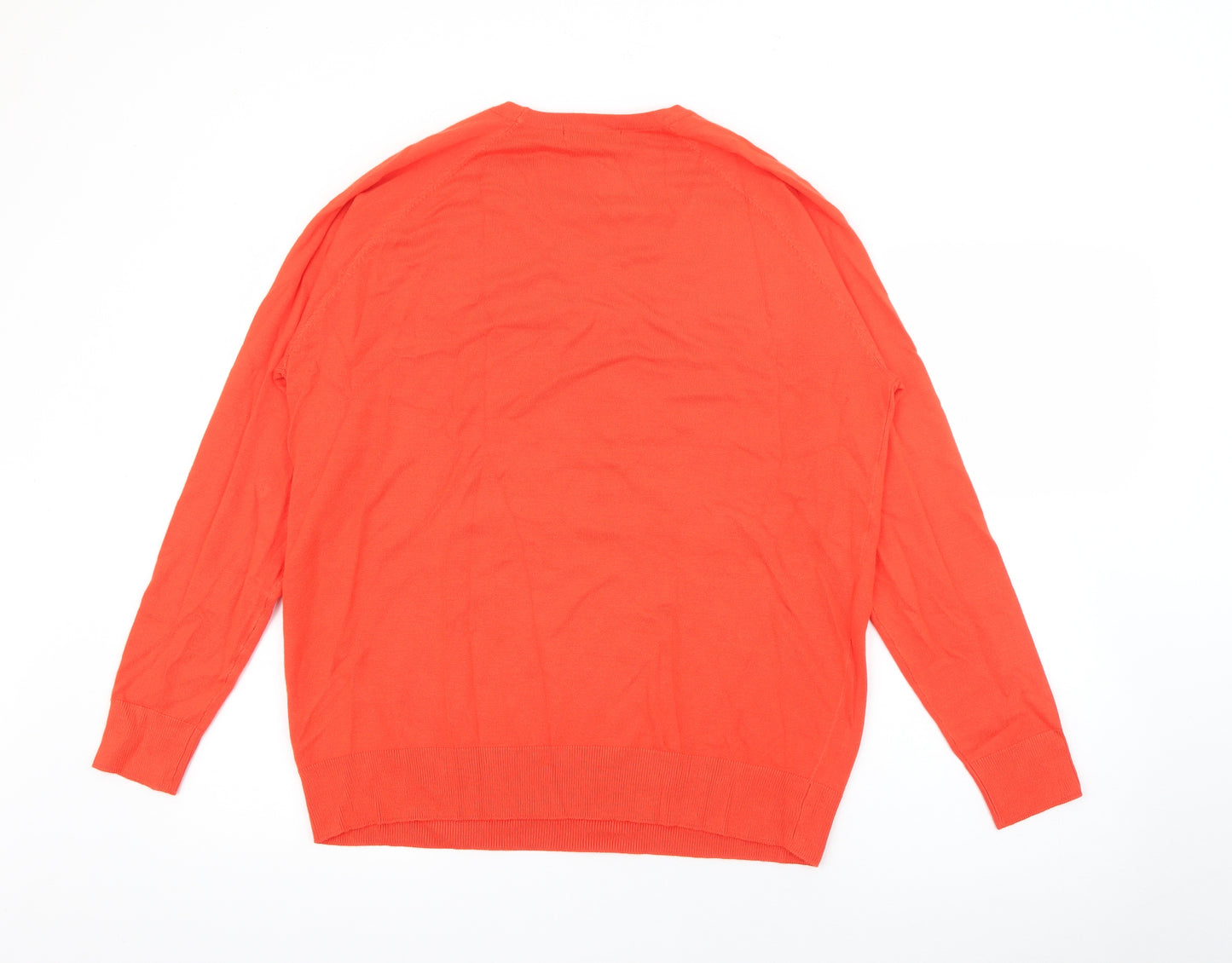 Dunnes Stores Womens Orange Crew Neck  Viscose Pullover Jumper Size XL