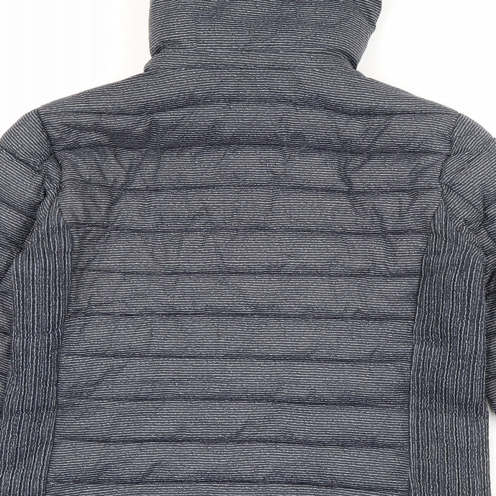 Superdry Womens Grey Striped  Puffer Jacket Coat Size 12  Zip