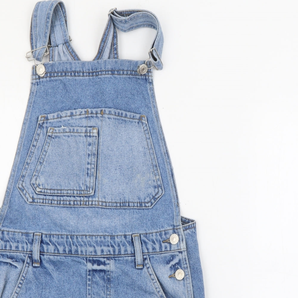Topshop Womens Blue  Cotton Dungaree One-Piece Size 8