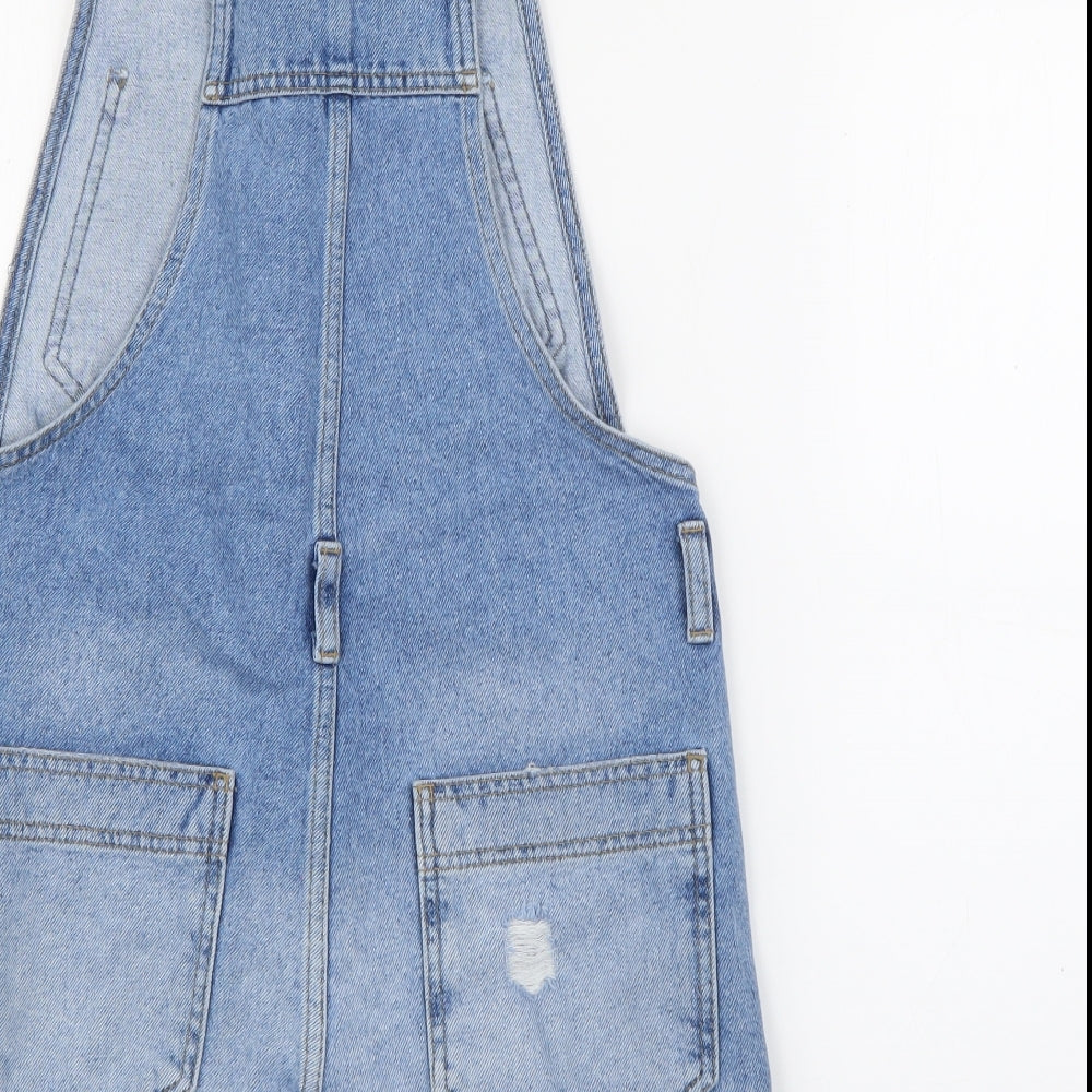 Topshop Womens Blue  Cotton Dungaree One-Piece Size 8