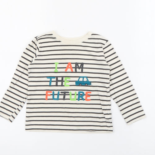 Dunnes Stores Baby White Striped Cotton Pullover T-Shirt Size 18-24 Months Crew Neck
