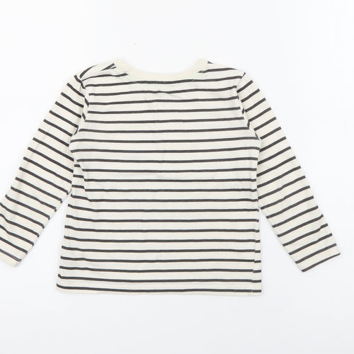 Dunnes Stores Baby White Striped Cotton Pullover T-Shirt Size 18-24 Months Crew Neck