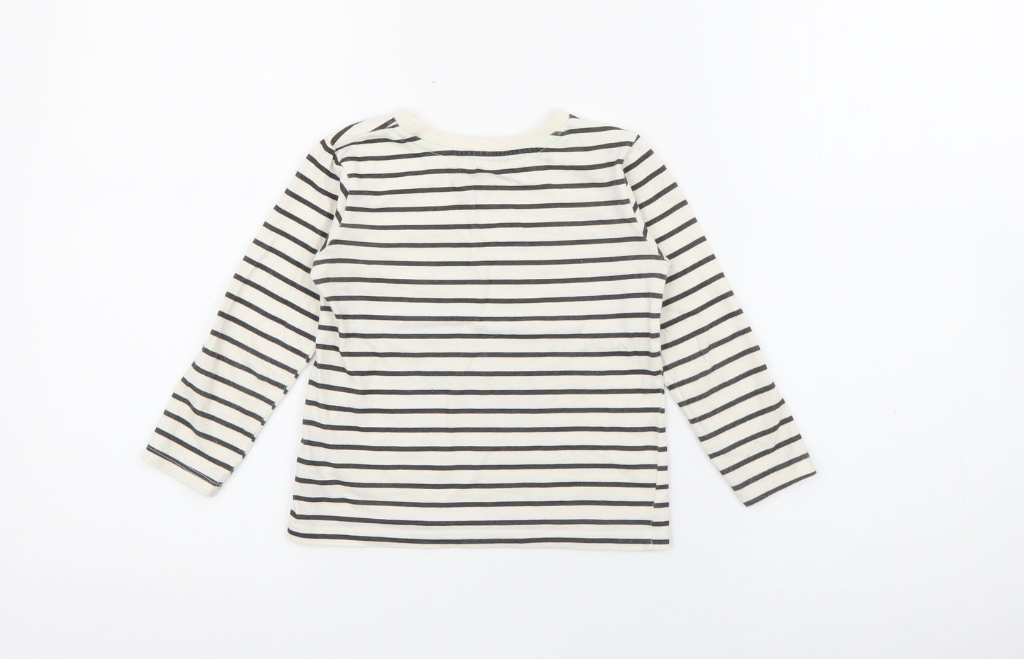 Dunnes Stores Baby White Striped Cotton Pullover T-Shirt Size 18-24 Months Crew Neck