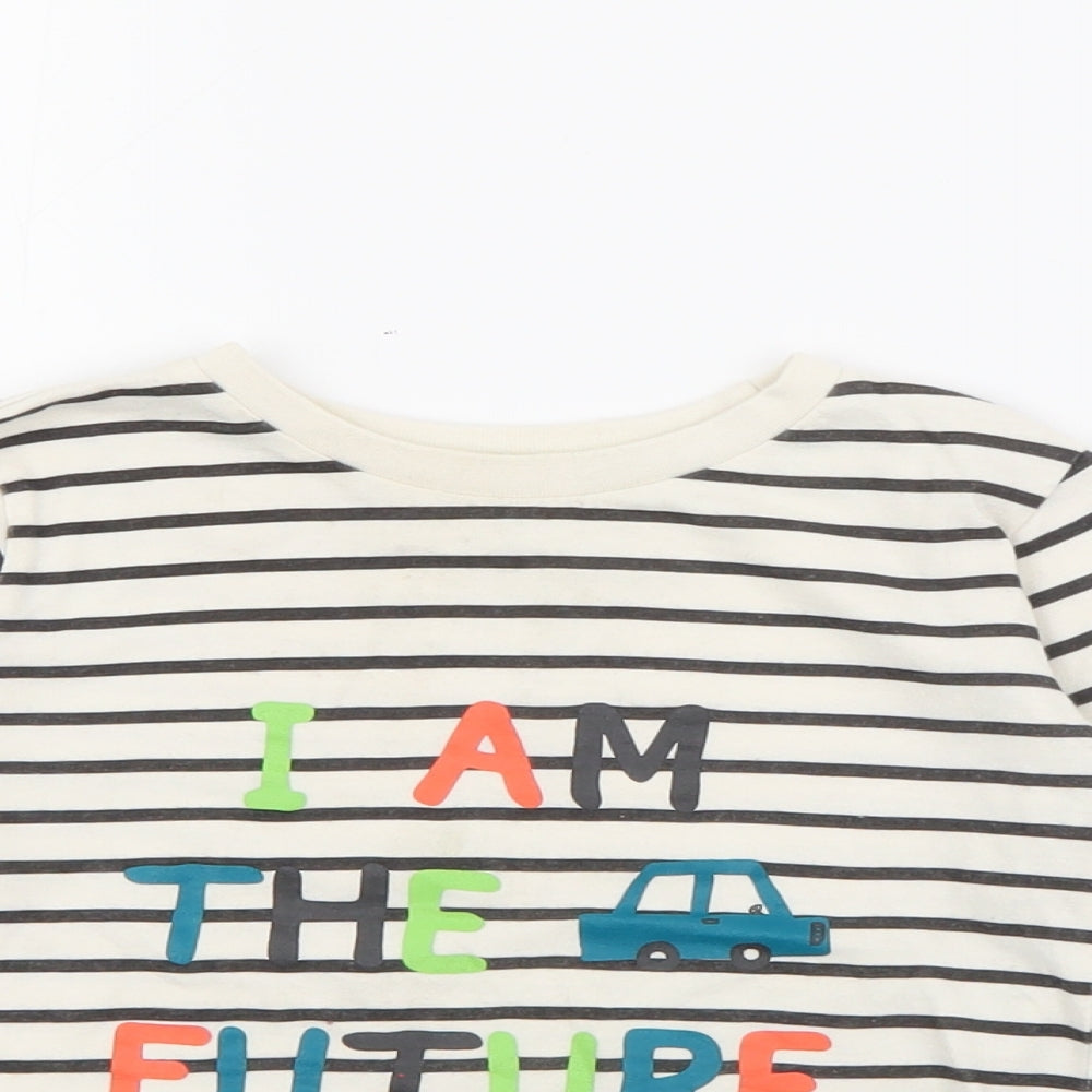 Dunnes Stores Baby White Striped Cotton Pullover T-Shirt Size 18-24 Months Crew Neck